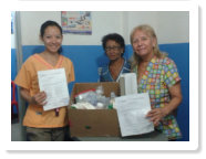 Dr. Mely took medical supplies that were donated by a S.S. class in Alabama to the clinic where she works.