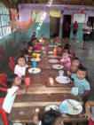 The children were eating their lunch when we arrived at Rosa's kindergarten.