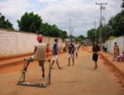 Teens playing soccer in the street is a good opportunity to share Jesus.