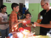 We fed the kids hot dogs & chips for lunch at the Children's Home in Maracaibo.